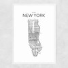 City Map New York Narrow White Frame