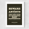 Beware Medium White Frame