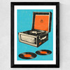 Record Player Wide Black Frame