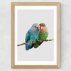 Two Love Birds Wide Oak Frame