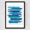 Blue Stripes Medium Black Frame