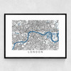 London Map Narrow Black Frame