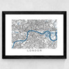 London Map Wide Black Frame