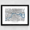 London Map Wide Black Frame