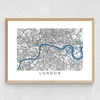 London Map Medium Oak Frame
