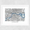 London Map Wide White Frame