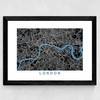 London Map Negative Wide Black Frame