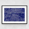 London Map Navy Narrow Black Frame