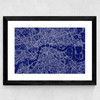 London Map Navy Wide Black Frame