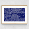London Map Navy Medium Oak Frame