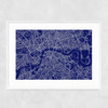 London Map Navy Narrow White Frame