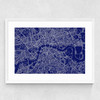 London Map Navy Medium White Frame