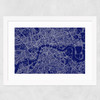 London Map Navy Wide White Frame