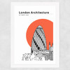 St Mary Axe Tomato Wide White Frame