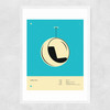 Blue Bubble Chair Narrow White Frame