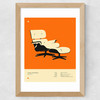 Orange Lounge Chair Wide Oak Frame