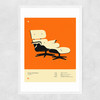 Orange Lounge Chair Narrow White Frame