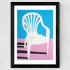 White Plastic Chair Wide Black Frame