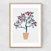 Potted Roses Narrow Oak Frame