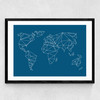 Geometric World Map Medium Black Frame