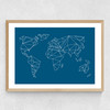 Geometric World Map Medium Oak Frame