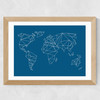 Geometric World Map Wide Oak Frame