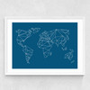 Geometric World Map Medium White Frame
