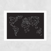 Geometric World Map Black