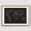 Geometric World Map Oak Wide Oak Frame