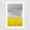 Grey and Yellow Fields Narrow White Frame