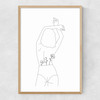 Line Art Women Narrow Oak Frame