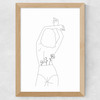 Line Art Women Wide Oak Frame