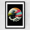 Retro Wave Kaiju Medium Black Frame