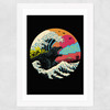 Retro Wave Kaiju Wide White Frame