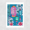 Birds and Lanterns Unframed Print