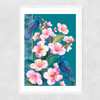 Blossoms and Birds Narrow White Frame