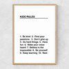 Kids' Rules Narrow Oak Frame
