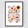 Flower Chart White Narrow Black Frame