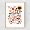 Flower Chart White Narrow Oak Frame