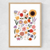 Flower Chart White Medium Oak Frame