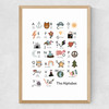 Alphabet in white Medium Oak Frame
