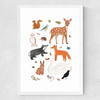 Woodland animals Medium White Frame