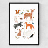 Woodland animals Narrow Black Frame