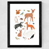 Woodland animals Wide Black Frame