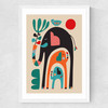 Three Elephants Medium White Frame