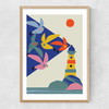 Seagulls Narrow Oak Frame