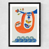 Sloth by Rachel Lee Medium Black Frame