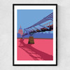 St Paul's and Millennium Bridge (Blue and Pink) Narrow Black Frame