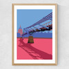 St Paul's and Millennium Bridge (Blue and Pink) Medium Oak Frame