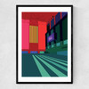 Tate Modern - Turbine Hall (Red and Green) Narrow Black Frame